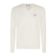 Witte Embleem Trui Comme des Garçons Play , Beige , Heren