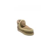 Beige leren Eskimo Sneaker met metalen logo Mou , Beige , Dames