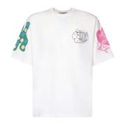 Katoenen T-shirt met Contrasterende Decoraties Barrow , White , Heren