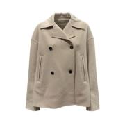 Oversized Wollen Jas Dubbel-Breasted Zachte Touch Lis Lareida , Beige ...