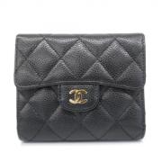 Pre-owned Leather wallets Chanel Vintage , Black , Dames