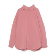 Roze Crepe Textuur Rolhals Top Alberto Biani , Pink , Dames