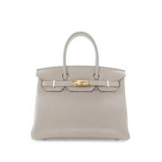 Pre-owned Leather handbags Hermès Vintage , Gray , Dames