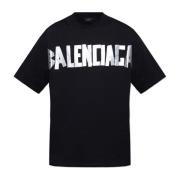 T-shirt met vintage effect Balenciaga , Black , Heren