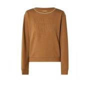 Katoenen Jersey Sweater met Ribdetails Max Mara , Brown , Dames