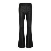 Zwarte Flared Leren Broek Gestuz , Black , Dames