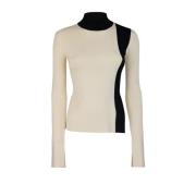 Slim Fit Hoge Hals Bicolor Trui Patrizia Pepe , White , Dames