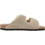 Klassieke Slide Sandalen in Zwart Birkenstock , Beige , Dames