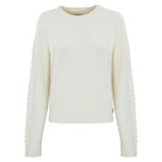 Witte Trui met Ribgebreid Detail Patrizia Pepe , White , Dames