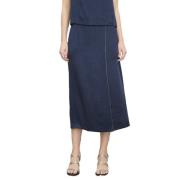 Geborduurde Split Rok Vince , Blue , Dames