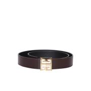 Zwarte Leren Riem met Gouden Gesp Givenchy , Black , Heren