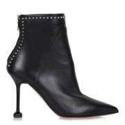 Studded Leren Enkellaars Zwart Ninalilou , Black , Dames