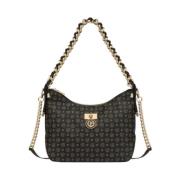 Heritage Zwarte Tas met Gouden Inzetstukken Pollini , Black , Dames