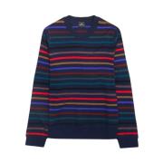 Blauwe Wollen Gebreide Trui Ronde Hals PS By Paul Smith , Multicolor ,...