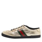 Pre-owned Leather sneakers Gucci Vintage , Yellow , Dames