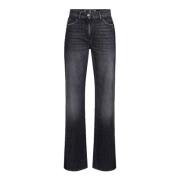 Wijde katoenen jeans met satijnen banden Elisabetta Franchi , Black , ...