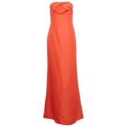 Pre-owned Silk dresses Valentino Vintage , Orange , Dames