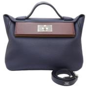 Pre-owned Leather handbags Hermès Vintage , Blue , Dames