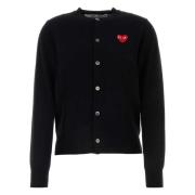 Rood Embleem Gebreid Ronde Hals Vest Comme des Garçons , Black , Heren