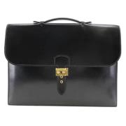 Pre-owned Leather briefcases Hermès Vintage , Black , Heren