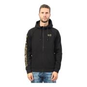 Zwarte Hooded Fullzip Sweater EA7 stijl Emporio Armani , Black , Heren