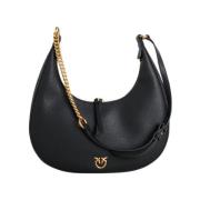 Zachte leren Hobo tas met Love Birds Pinko , Black , Dames