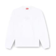 Oval D Cut-Out Logo Sweatshirt Wit Diesel , White , Heren