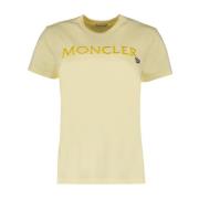 Logo Print Dames T-shirt Moncler , Yellow , Dames