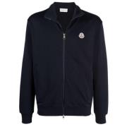 Navyblauwe Logo-Patch Rits-Sweatshirt Moncler , Blue , Heren