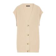 Oversized Wollen Vest met V-hals Max Mara Weekend , Beige , Dames