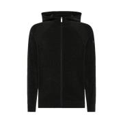 Velvet Hood Zip Gebreid in Zwart RRD , Black , Heren