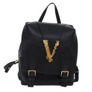 Pre-owned Leather backpacks Versace Pre-owned , Black , Dames