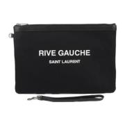 Pre-owned Canvas clutches Yves Saint Laurent Vintage , Black , Dames