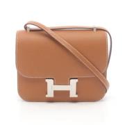 Pre-owned Canvas shoulder-bags Hermès Vintage , Brown , Dames