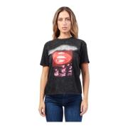 Zwart T-shirt met nieuw seizoensprint Hugo Boss , Black , Dames