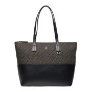 Jacquard Tote Tas Herfst/Winter Collectie Tommy Hilfiger , Black , Dam...