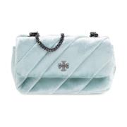 Fluwelen schoudertas Kira Mini Tory Burch , Blue , Dames