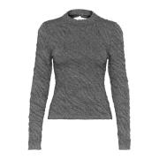 Zwart/Zilver Lurex Gebreide Blouse Gestuz , Gray , Dames