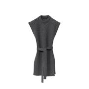 Gebreide Mouwloze Crew Neck Vest Fabiana Filippi , Gray , Dames