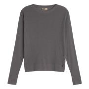 Geribbelde Ronde Hals Trui Herno , Gray , Dames