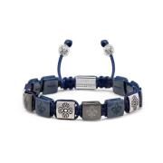 Men`s Ceramic Flatbead Bracelet in Blue and Silver Nialaya , Multicolo...