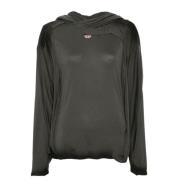 Logo Hoodie met Distressed Effect Diesel , Gray , Dames