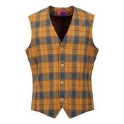 Heren geel katoenen vest met tartan motief Gallo , Multicolor , Heren