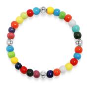 Wristband with Multicolored Glass and Silver Nialaya , Multicolor , He...