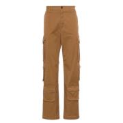 Cargo Broek met Logo Patch Design Dolce & Gabbana , Brown , Heren