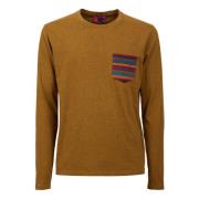 Mannen kleding-geverfde gele katoenen longsleeve T-shirt met veelkleur...