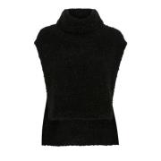 Zwarte Gebreide Trui met Coltrui Soaked in Luxury , Black , Dames