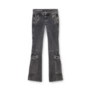 Flared Denim Jeans met ritssluiting zakken Diesel , Gray , Dames