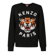 Tijger Geborduurde Oversized Sweatshirt Kenzo , Black , Dames