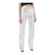 Metallic Coated Denim Jeans Rotate Birger Christensen , Gray , Dames